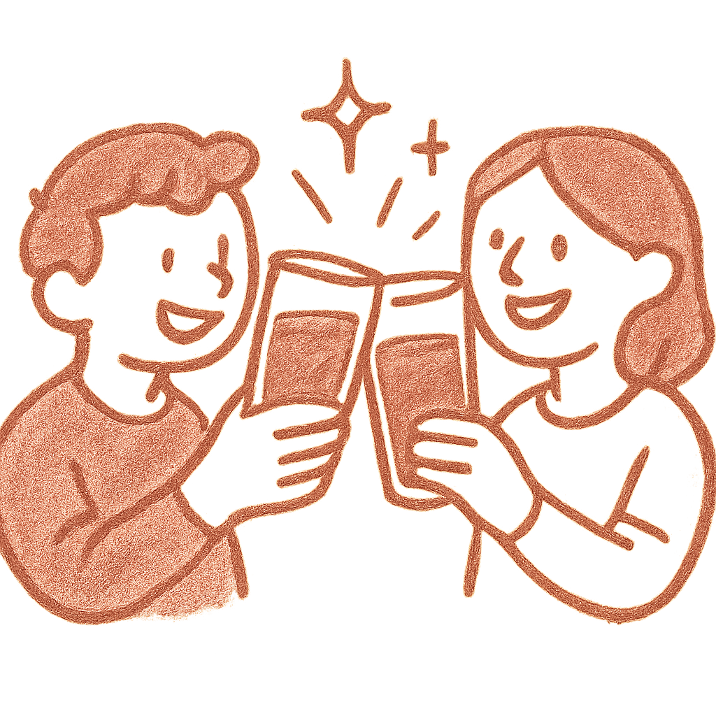 乾杯するグラスのイラスト